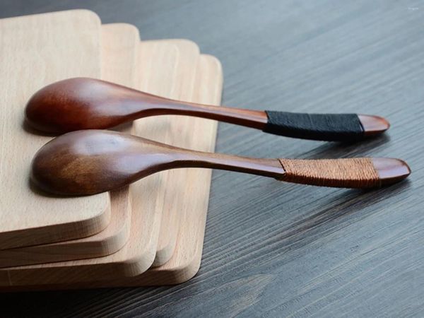 Colher de madeira para cozinha, utensílio de cozinha, ferramenta para sopa, colher de chá, utensílios de mesa de madeira natural, mel, café