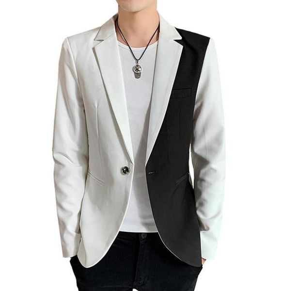 Men039s Anzüge Blazer Schwarz Weiß Gespleißt Jacke Frühling Und Herbst Stil Männer Dünne Anzug Blazer Mantel Rot Blau Männlich Top S M L XL3689413