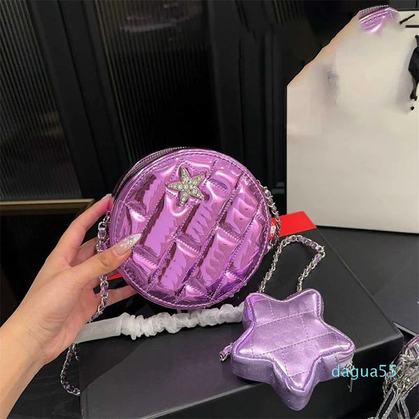 Designer mini aleta estrela do mar moeda bolsa saco das mulheres couro de patente acolchoado sacos luxurys bolsas pequena prata ombro corrente saco