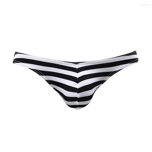 Unterhosen Herren elastische Low Rise Tangas weiche Unterwäsche Mini Bikini Big Pouch U konvexe kurze Ausbuchtung G-String Kutteln gestreift