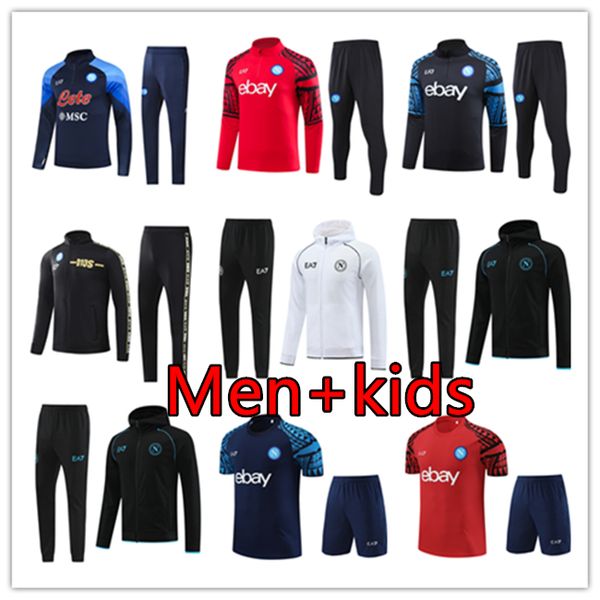 24 25 Half pull Manica lunga Napoli TrackSuit maglia da calcio 22 23 24 tuta da calcioTuta giacca kit per bambini SSC Napoli AE7 D10S tuta da allenamento tuta Chandal Jogging