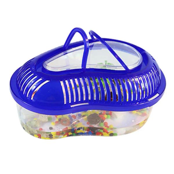 Forniture portatile per allevamento di animali domestici, mini cilindro per tartarughe, acquario in plastica per pesci rossi, con manico del coperchio rimovibile, facile da trasportare e da pulire