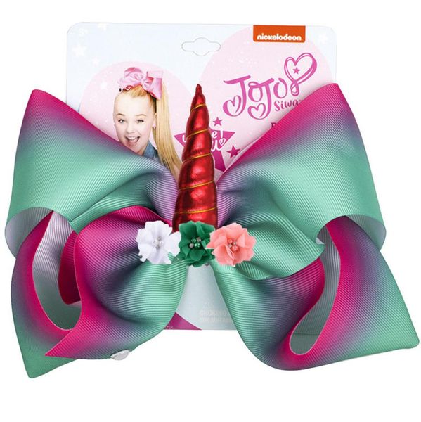 8039039 JOJO Fiocco per capelli Grandi paillettes Unicorno Cheer Bows Fasce glitter per ragazze Boutique Pompon Clip per capelli Accesso ai capelli3385581