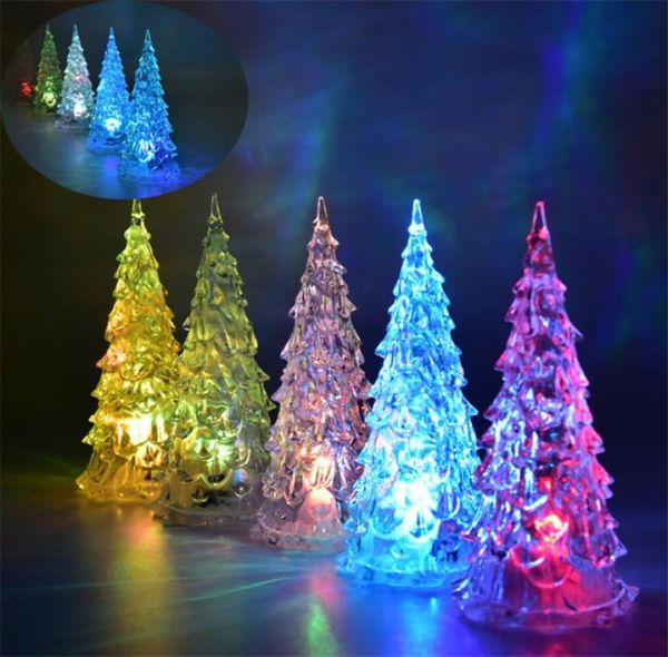 MINI albero di Natale luci a led Alberi di Natale colorati cristallini Luci notturne Decorazione per feste di Capodanno Flash bed Lampada Ornamento cl7824138