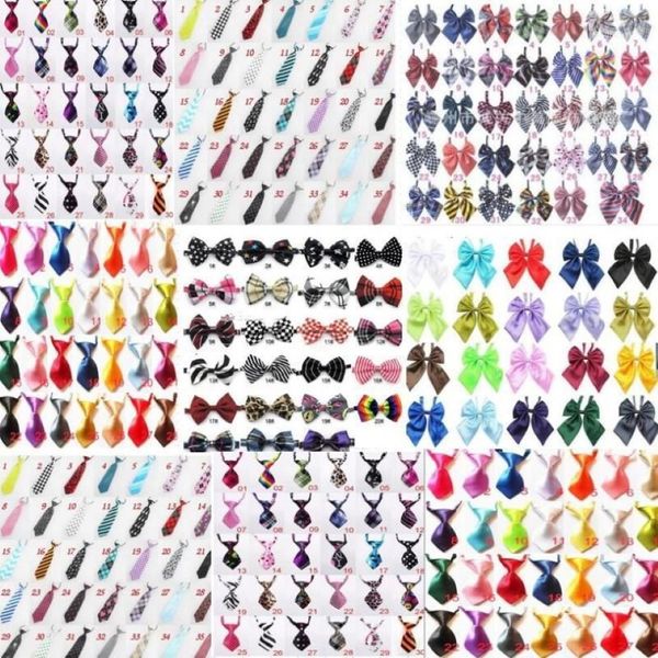 Cão vestuário 60 pc / lote chegada colorido ajustável pet gravatas bowties gato filhote de cachorro laço laços suprimentos 6 tipos gl0111210b