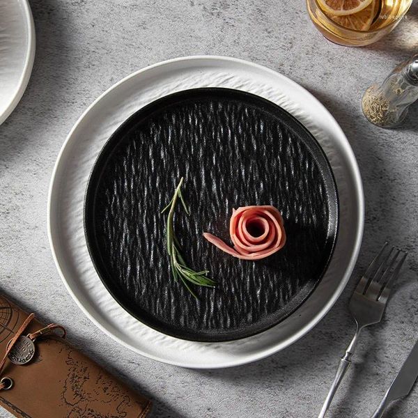 Piatti Di Alta Bellezza Modello In Bianco E Nero In Ceramica Disco Profondo Bistecca Stoviglie Ristorante