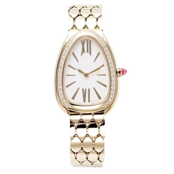 Orologio di lusso diamante relógio banhado a prata relógio de movimento de quartzo em forma de cobra relógios rosa azul diamantes safira vidro designer relógio de pulso com caixa sb066 C4