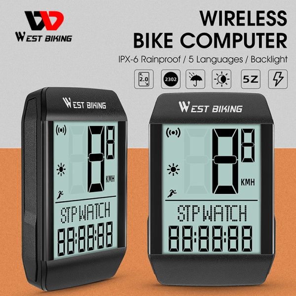 Computadores 5 idiomas à prova d'água computador de bicicleta sem fio com fio ciclismo odômetro auto wake sleep bicicleta velocímetro led tela cronômetro