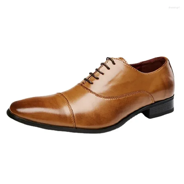 Kleidschuhe 38-45 Herren Kuhspaltleder Frühling Sommer Flache Sohlen Schnürung Quadratische Zehe Brogue Party Männliche Schuhe H100