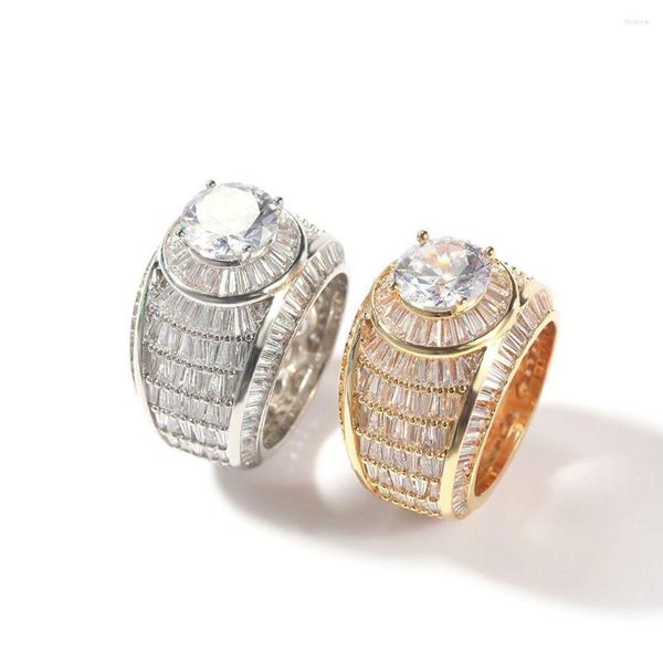 Bandringe vereisere Goldring -Mode Big Stones Sier Herren Hip Hop Jewelry