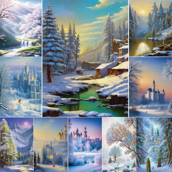 Numero Inverno Neve Paesaggio Pittura Dai Numeri Arti E Mestieri Per Adulti Decorazione Della Casa Regalo Per La Moglie Dropshipping 2023 CALDO