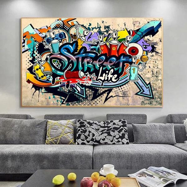 Kunstwerk Graffiti Kunst Street Pop Poster Leinwand Malerei Poster und Drucke Cuadros Wohnzimmer Heimdekoration Wandkunst265w