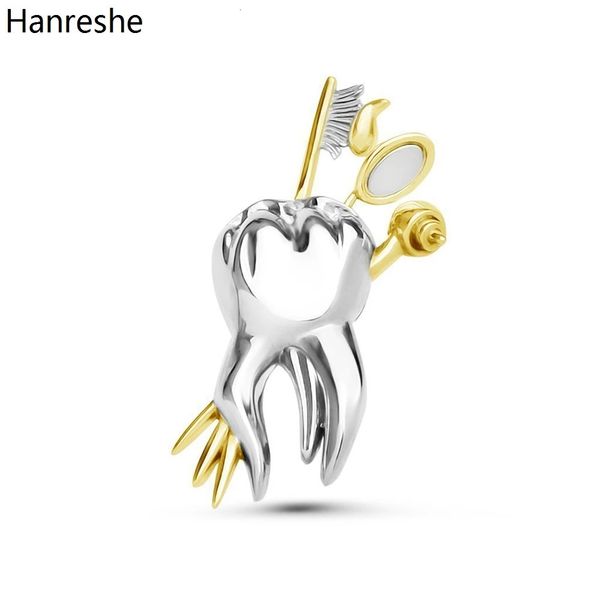 Hanreshe luxo dental dentes broche dentista lapela mochila escova de dentes cuidados orais pinos crachá jóias para médicos enfermeiros 240220