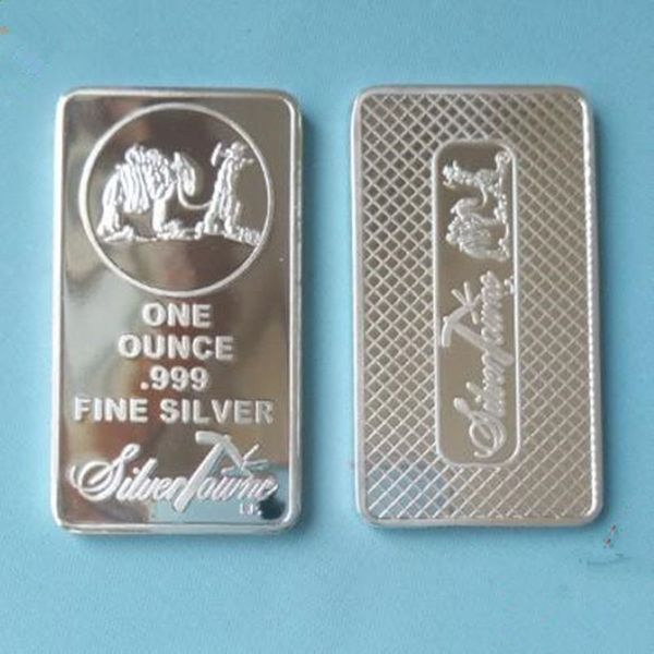 5 pezzi non magnetici American Prospector 1 Oz moneta da lingotto placcata in vero argento 50 x 28 mm lingotto decorazione distintivo per la casa da collezione305h