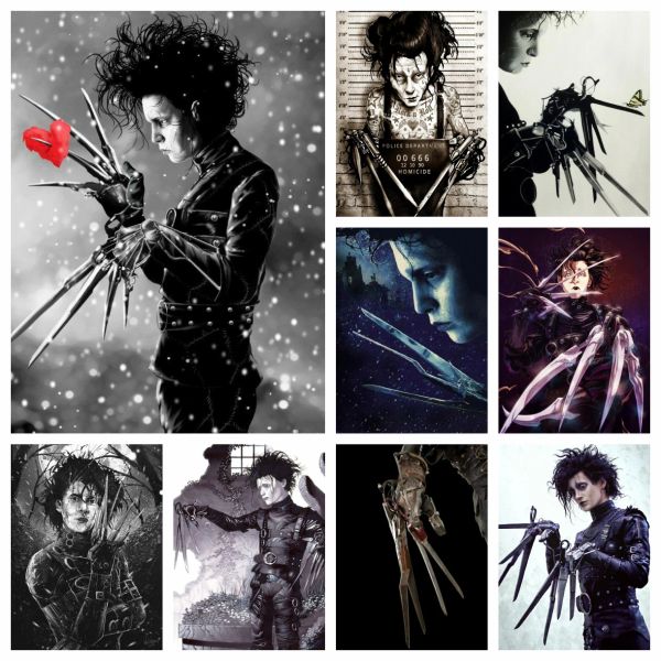 Dikiş Edward Scissorhands Film Pırlanta Boyama Film Aktör Johnny Depp Çapraz Dikiş Nakış Resim Mozaik Oturma Odası Ev Dekor