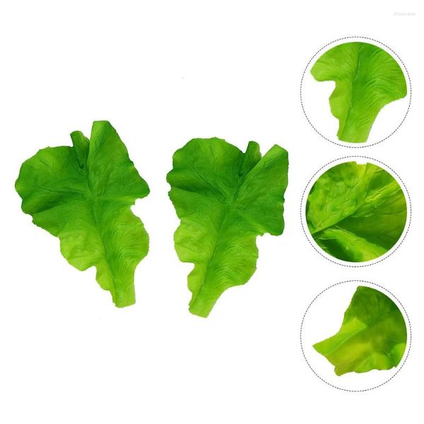 Dekorative Blumen, 2 Stück, Simulation grüner Salatblätter, PVC-Lebensmitteldekoration, gefälschte Gemüsemodelle