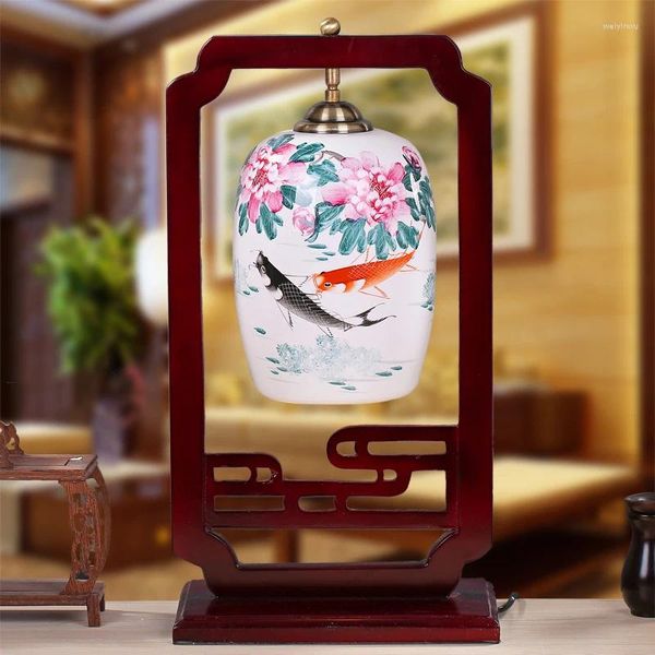 Lampade da tavolo Lampada in ceramica cinese porcellana Jingdezhen Camera da letto Soggiorno Sala da pranzo Decorazione per lavoro