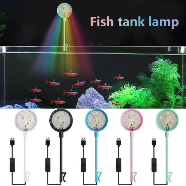 Iluminações luz de aquário usb, luzes para tanque de tartaruga, clipe em tanque de peixes, acessório para escritórios, tanque de tartaruga, aquário, vida