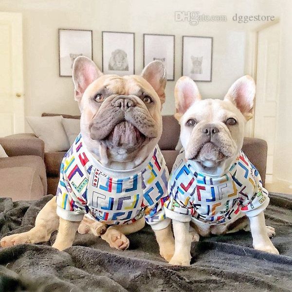 Designer cão camiseta moda marca cão vestuário sublimação impressão letras clássicas roupas para animais de estimação para cães pequenos buldogue francês york246f