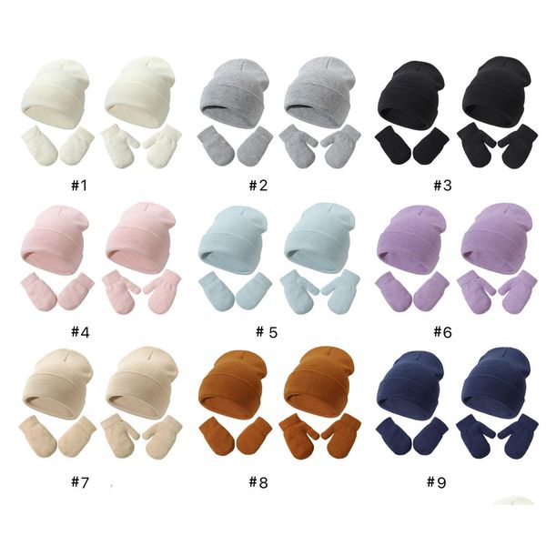 Andere festliche Partyzubehör Baby Kinder Strickmütze Winterhandschuh Set Beanie Fashion Skl Cap Diy Blank White Ups Drop Delivery Home G Dhqkd