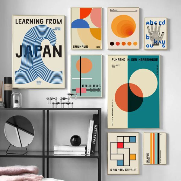 Выставка каллиграфии Баухаус Современная геометрическая абстракция Япония Скандинавская настенная живопись на холсте Плакаты печатает фотографии для декора гостиной