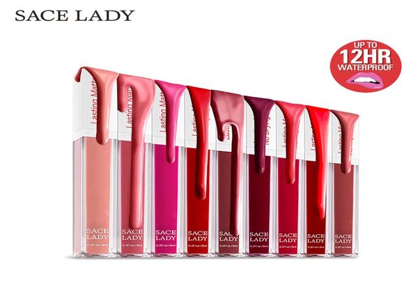 SACE LADY 19pcsset Batom líquido fosco à prova d'água de longa duração Conjunto de batom vermelho nude cosméticos2895362