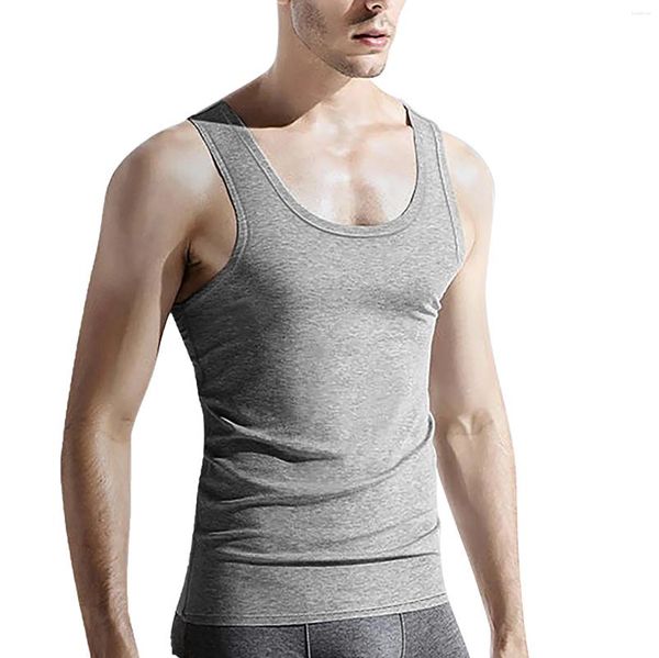 Herren Tank Tops Sommer Einfarbig Klassisch Ärmellos Skinny Muscle Bodybuilding Weste Casual Retro Comfort Sportswear Homewear