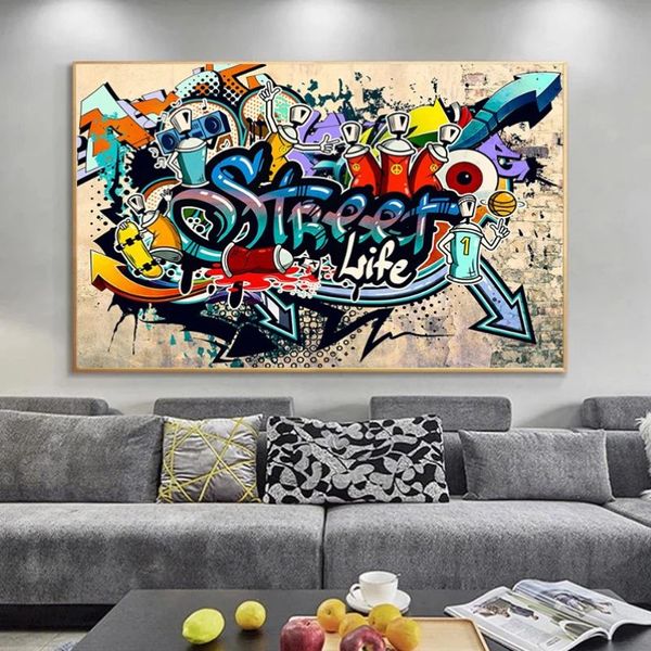Kunstwerk Graffiti Kunst Street Pop Poster Leinwand Malerei Poster und Drucke Cuadros Wohnzimmer Home Dekoration Wand Art245j
