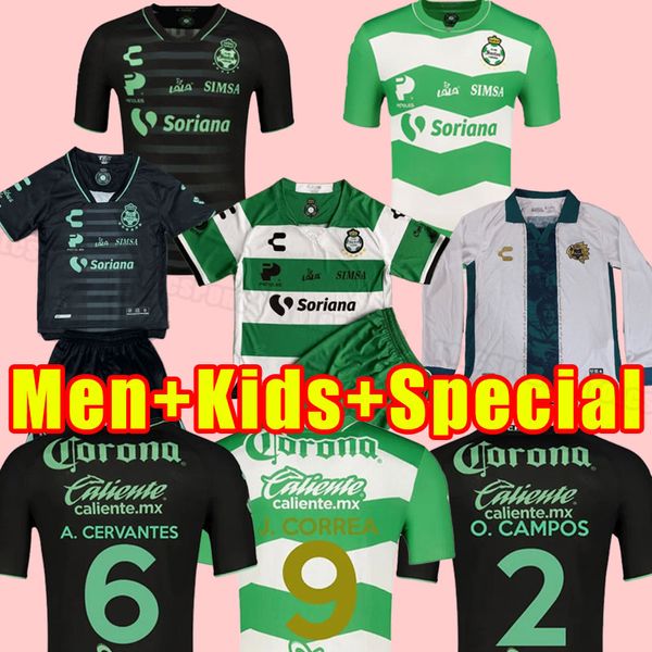 2023 2024 Santos Laguna Futbol Forması Uzun Kollu Özel 24 23 Da Cruz Orrantia D.Valdes Gorriaran Jerseys Furch Gael Garnica Futbol Gömlek Erkekler Çocuklar Çocuklar