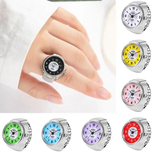 Cluster Ringe Legierung Digital Paar Uhr Ring Mode Retro Schmuck Runde Quarz Finger Geschenk Frauen