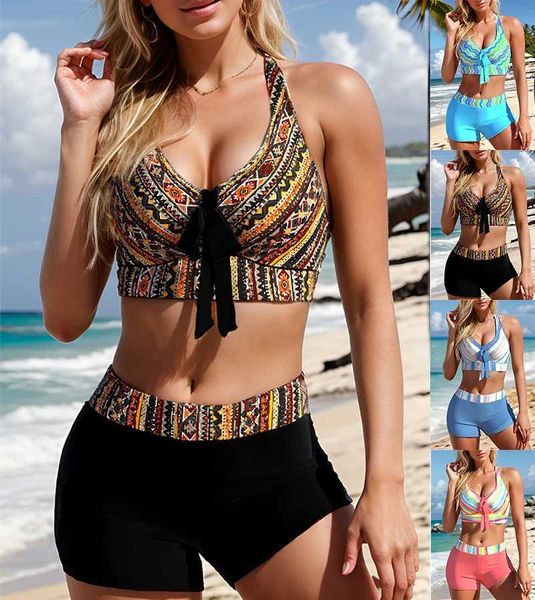 Swim wear moda férias praia maiô verão maiô uma peça sexy arco maiô de duas peças biquíni S-5XL esportes aquáticos 240311