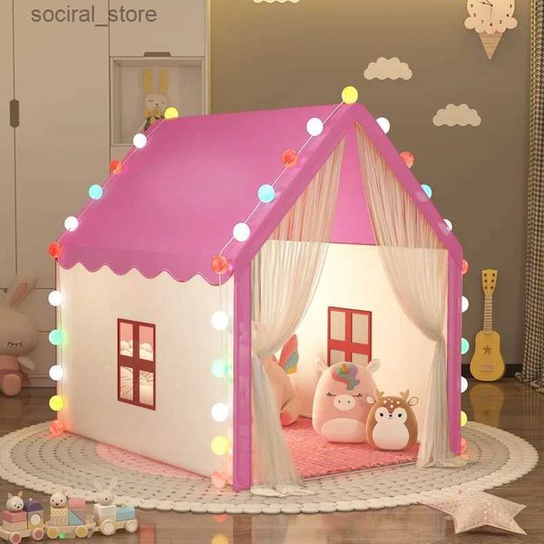 Tende giocattolo Grandi bambini Tenda giocattolo Wigwam Pieghevoli Tende per bambini Tipi Baby Play House Giocattoli Ragazze Pink Princess Castle Child Room Decor Regali L240313