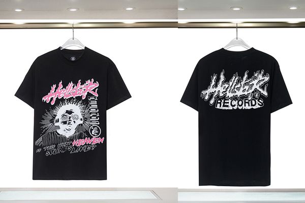 Camicie da design a maglietta Hellstar camicie grafica abiti da abbigliamento per hipster in tessuto lavato in tessuto graffiti lettere in lettere stampato stampato nero sciolto nero aderente grande dimensione