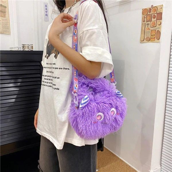 Akşam çantaları kadın Japon karikatür tüylü crossbody çanta omuz kız bebek cep telefonu