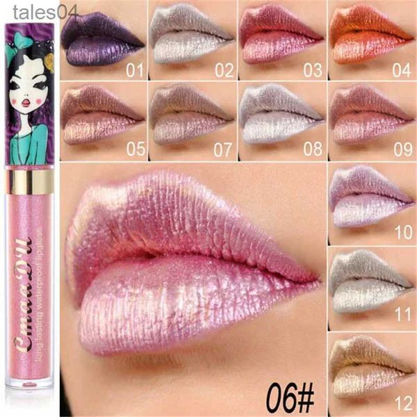 Batom Cmaadu Shimmer Lip Gloss Beleza Menina Diamante Glitter Lip Tint À Prova D 'Água De Longa Duração 12 Cores Flash De Ouro Líquido Batom Maquiagem 240313