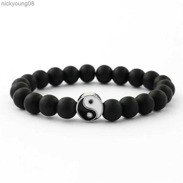 Bracciale Delysia King unisex trendy turchese Tai Chi bracciale in lega etnica Yin-yang con perline catena da polso San Valentino GiftL2403