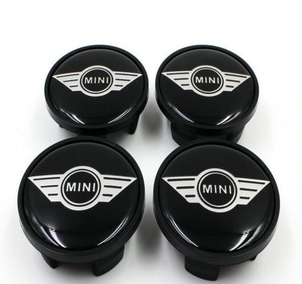 4 Stück, 54 mm, ABS, schwarz, Auto-Emblem für MINI COOPER Mini Wings, Radmitte, Nabenkappen-Abdeckung, passend für die meisten Räder, staubdichtes Abzeichen 36311177598574