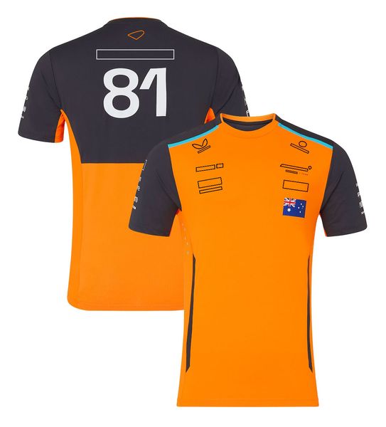 Erkek Polos 2024 Yeni F1 Team T-Shirt Formül 1 Sürücü Yarışı Polo Gömlek Tişört Resmi Marka Erkekler Sarı Siyah Kısa Kollu T-Shirts No.4 No.81 01FG