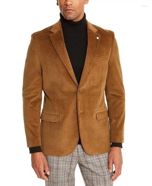 Erkekler Takım Modern Fit Stretch Corduroy Blazer Single Bravatalı Zarif Adam Takım Ceketler Yüksek Kaliteli Lüks Erkek Blazers