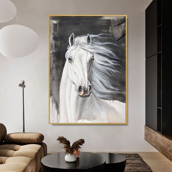 Pôsteres de cavalo, pintura a óleo de animal, impressões em tela, imagens de arte de parede para sala de estar, decoração moderna de casa, sofá, pinturas216b