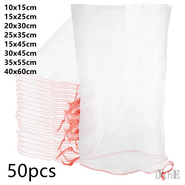 Sacchetti 50 pezzi Sacchetti per frutta Protezione Insetti Bug Net Barriera Borsa Rete Sacchetti di protezione per alberi da frutto per pomodori Mele Uva Sacchetti per coltivazione