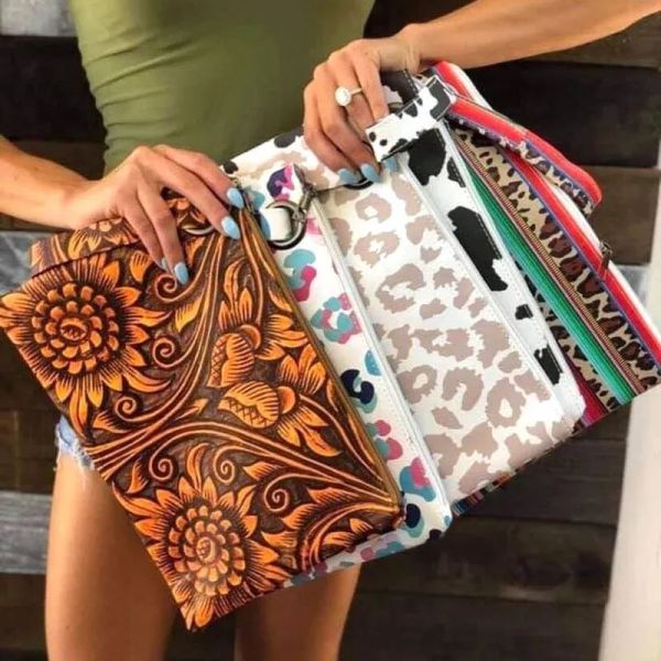 Modische PU-Leder-Sonnenblumen-Kosmetiktasche, Clutch für Damen, Armband, Büffelkariertes Portemonnaie, Reißverschluss, Boho-Leoparden-Make-up-Taschen, Weihnachtsgeschenk, 11 LL