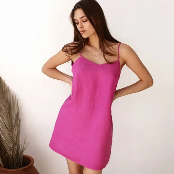 Kadın Mayo Koreli Elbise Kadınlar İçin 2024 Moda Yaz Saf Pamuk Kayışı Arzu Seksi Uyuyan Düz Renk Ev Kürk Giysileri Son