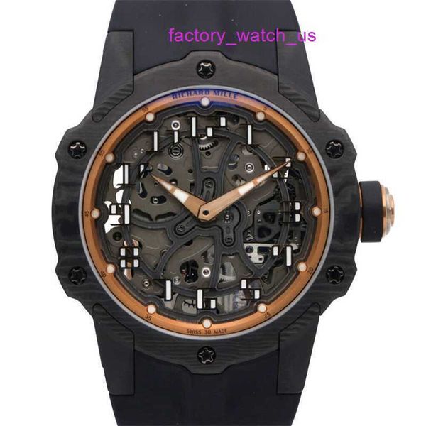 Relógio de pulso Grestest Gentlemen RM Relógio RM Relógio de pulso RM33-02 com caixa de carbono de 41 mm e mostrador preto.Excelente