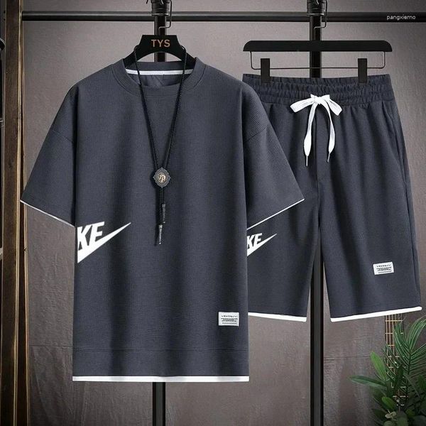 Fatos de treino masculinos camiseta de manga curta e shorts atléticos verão casual wear terno de corrida