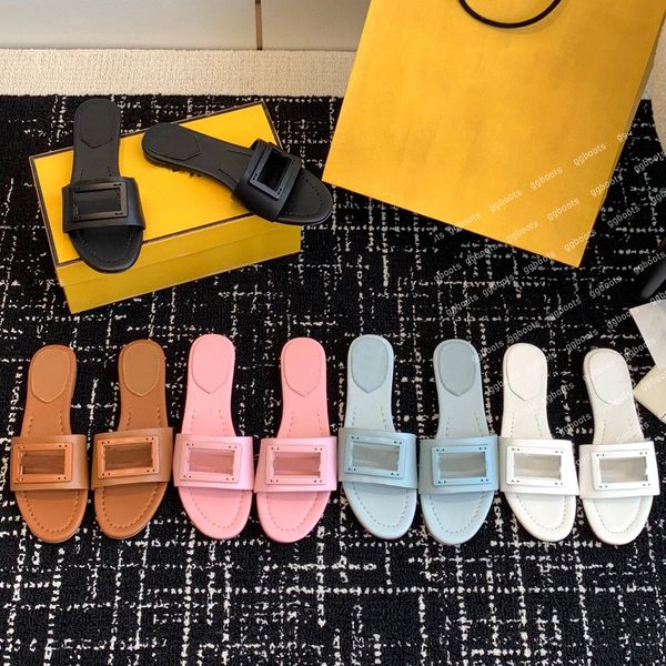 Sandálias de designer Mulheres Slides Planos Travesseiros Cobre Preto Marrom Verde Verão Praia Chinelo Confortável Flip Flops Praia Piscina Loafer Mules Fendi Chinelos