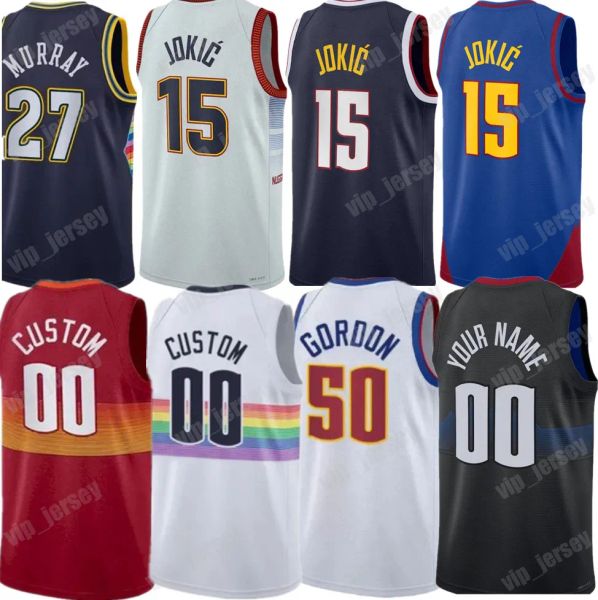 Personalizado Homens Mulheres Juventude Denvers''Nugget''Nikola Jamal Murray Jokic Basquete Jerseys Michael Porter Jr. Denvers Carmelo Anthony Aaron Gordon Bones Hyland Jeff Green