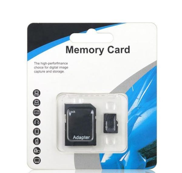 Blu Bianco Generico Scheda di memoria flash TF da 128 GB Classe 10 Adattatore SD Confezione in blister al dettaglio Epacket DHL 8948487