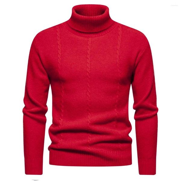 Maglioni da uomo Maglione dolcevita caldo invernale rosso da uomo Basic Classico pullover lavorato a maglia slim fit Maglietta intima maschile tinta unita collo alto