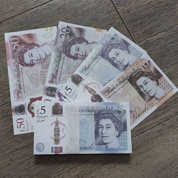 Prop Money Nova Edição UK Libras Fontes de Festa Copiar Dinheiro Para Filme Papel Novidade Brinquedos 5/10/20/50 Libra Dinheiro Falso